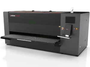 Boss FC EliteMAX fully enclosed, side-loading fiber laser cutter.